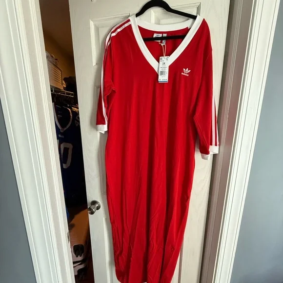 Adidas Red Maxi Dress with White Trim - Picture 4 of 6
